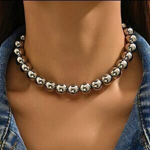 Silver Beaded Ball Necklace